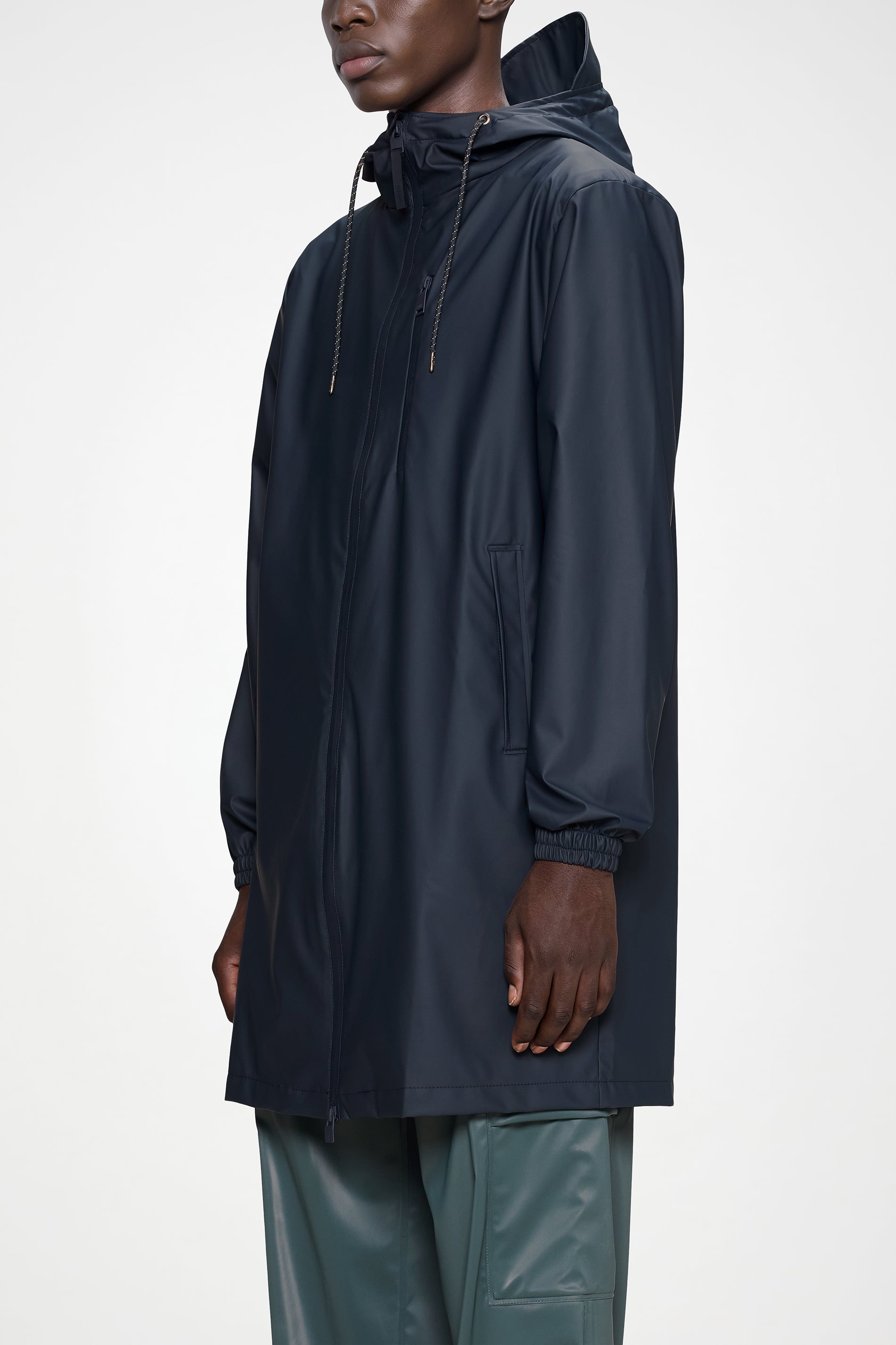 RAINS Long Storm Breaker Navy Jacket
