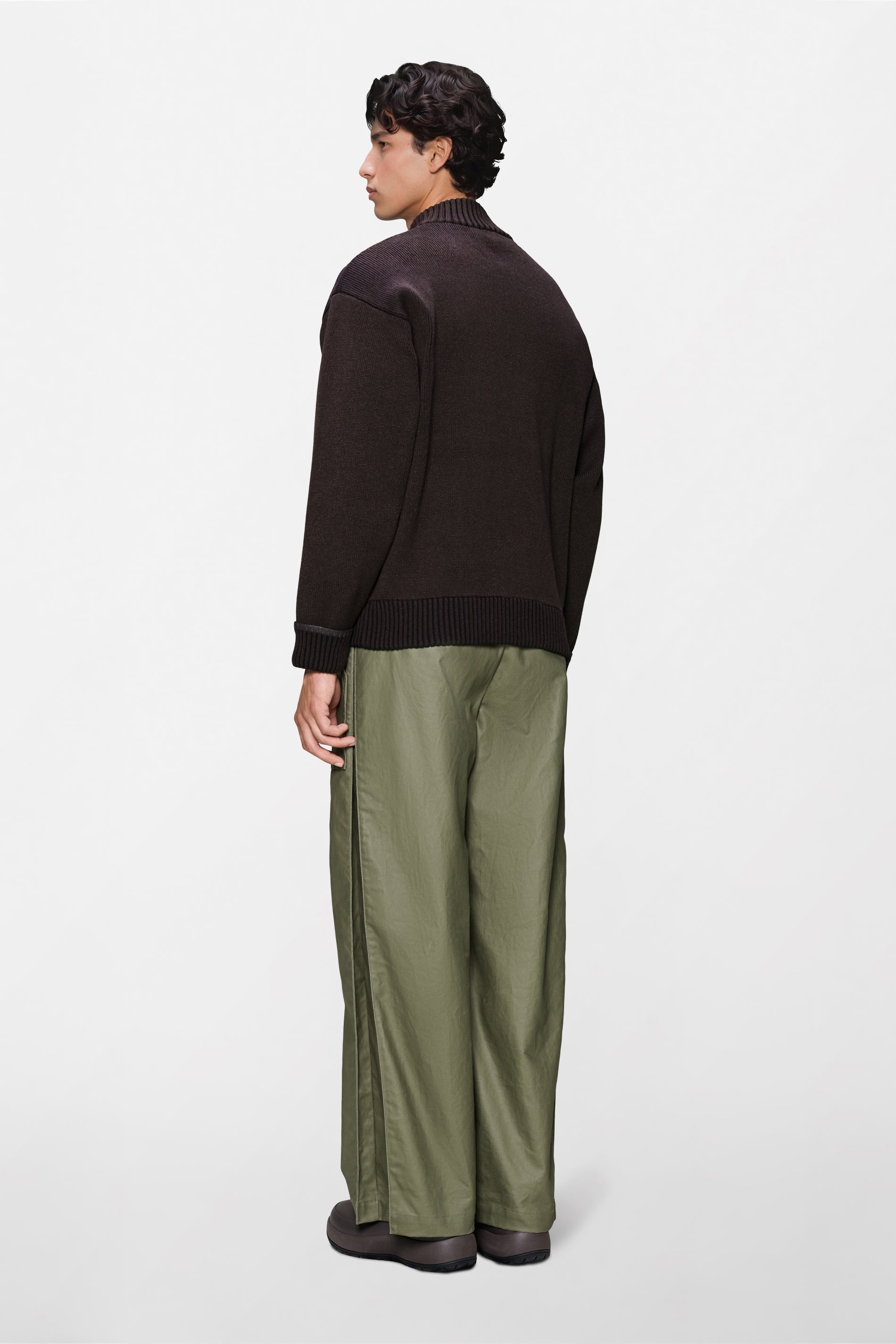 RAINS Sowa Knit Zip Cardigan Bark / Black Long Sleeve