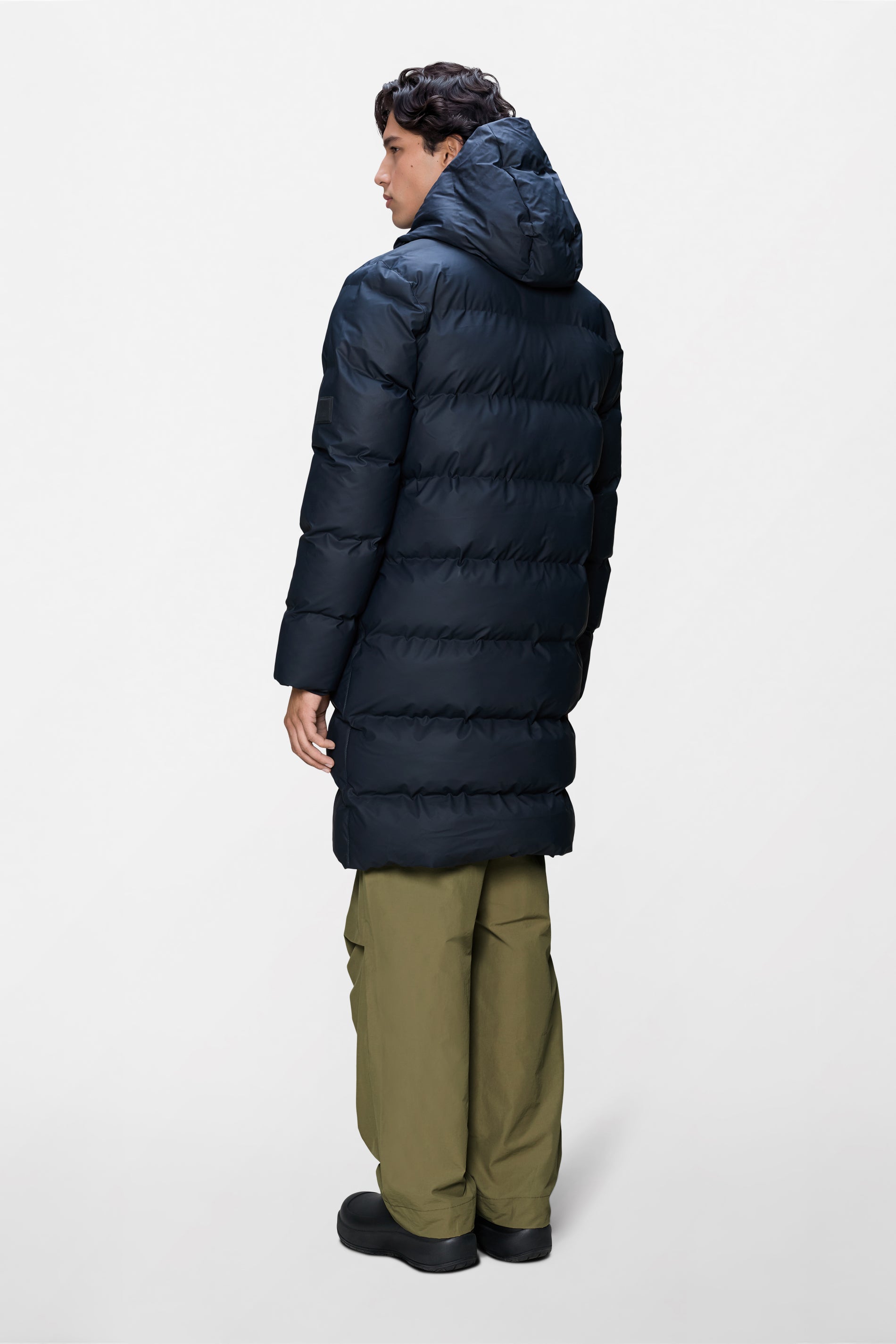RAINS Alta Longer Puffer Jacket Navy Jacket