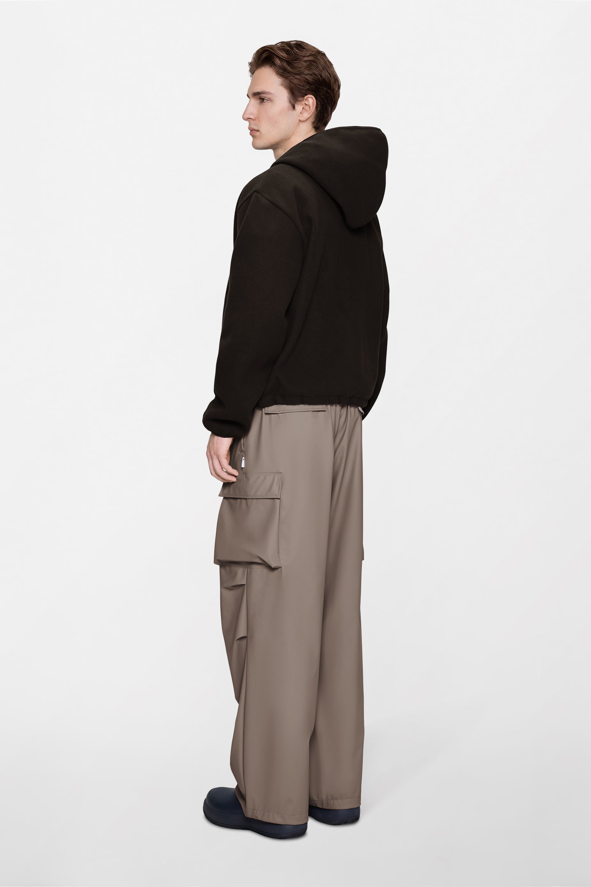 RAINS Fleece Hoodie Bark Long Sleeve