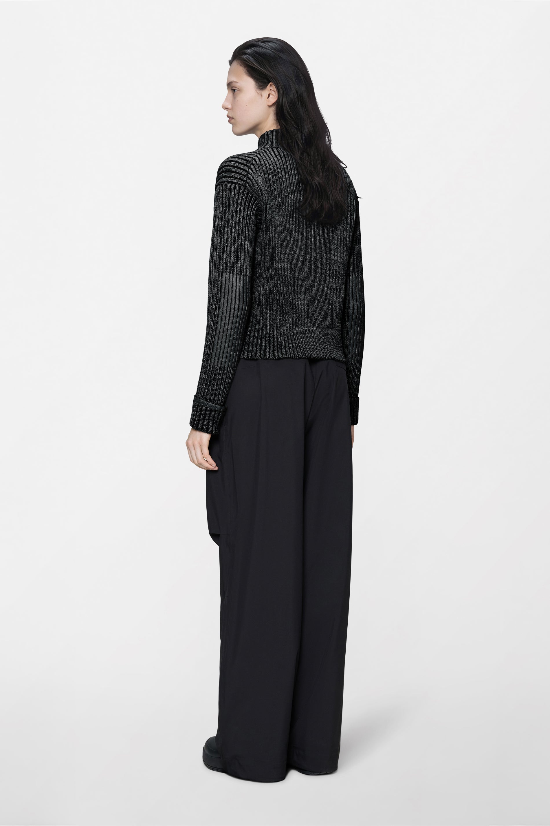 RAINS Sapa Knit W Zip Cardigan Dark Grey / Black Long Sleeve